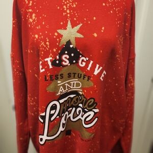Red Holiday Sweater with Festive Print